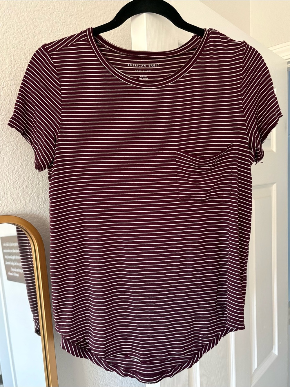 AE Soft and Sexy Burgundy Striped Tee